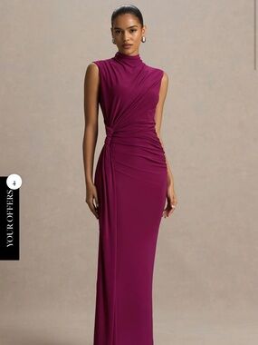 Club L London Sleeveless Twist-Knot Maxi Dress in Magenta